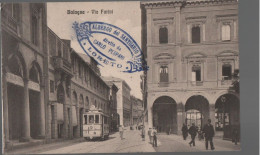 BOLOGNA -VIA FARINI CON TRAM 1913 TARGHETTA ALBERGO DEL SANTUARIO LORETO - Bologna