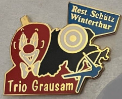 TIR A L'ARC CLUB -  TRIO GRAUSAM - CLOWN - REST. SCHÜTZ - WINTERHUR - SUISSE - SCHWEIZ - FLECHE - CIBLE -  ARCHER - (34) - Boogschieten