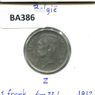 1 FRANC 1912 BELGIQUE BELGIUM Pièce DUTCH Text ARGENT #BA386.F.A - 1 Franc