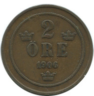 2 ORE 1906 SUÈDE SWEDEN Pièce #AC980.2.F.A - Suède