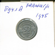 50 CENTIMES 1945 FRANCIA FRANCE Moneda #AN223.E.A - 50 Centimes