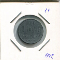 1 FRANC 1942 BELGIE-BELGIQUE BELGIEN BELGIUM Münze #AR418.D.A - 1 Franc