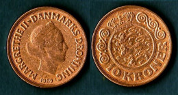 DENMARK 1989. 10 Kroner Coin. Km867.1, XF - Dinamarca