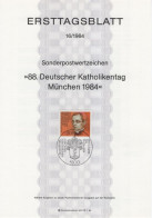 Germany Deutschland 1984-16 Deutscher Katholikentag Munchen, Eugenio Pacelli Papst Pius XIL Pope Papa, Bonn - 1981-1990