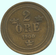 2 ORE 1900 SCHWEDEN SWEDEN Münze #AC912.2.D.A - Zweden