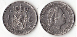 NETHERLANDS 1968. 1 Gulden Coin. Km#184a, UNC - 1948-1980 : Juliana