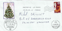 2024. New Year , Letter To Andorra, With Andorran Illustrated Arrival Postmarks - Brieven En Documenten