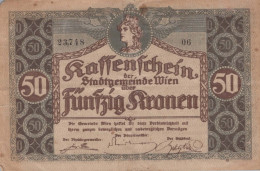 50 KRONEN 1918 Stadt Wien Österreich Notgeld Banknote #PD893 - Lokale Ausgaben