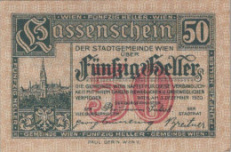 50 HELLER 1921 Stadt Wien Österreich Notgeld Banknote #PE007 - Lokale Ausgaben
