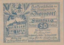 50 HELLER 1920 Stadt ZIERSDORF Niedrigeren Österreich Notgeld Papiergeld Banknote #PG758 - Lokale Ausgaben