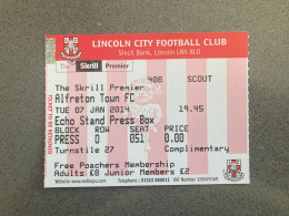 Lincoln City V Alfreton Town 2013-14 Match Ticket - Match Tickets