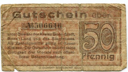 50 PFENNIG 1918 Stadt BONN AND SIEGKREIS Rhine DEUTSCHLAND Notgeld Papiergeld Banknote #PL852 - [11] Emissions Locales