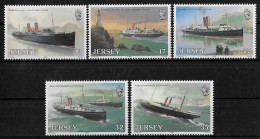 JERSEY - BATEAUX A VAPEUR - N° 485 A 489 - NEUF** MNH - Schiffe