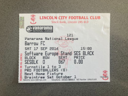 Lincoln City V Barrow 2016-17 Match Ticket - Tickets - Entradas