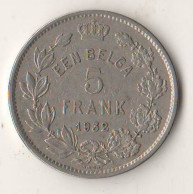 Belgio 5 Francs 1932 Belgique Belgium Albert I° Der Belgen - 5 Francs & 1 Belga
