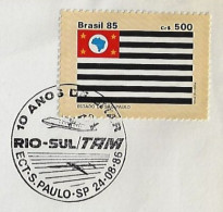 Brazil 1986 Cover Stamp Commemorative Cancel 10 Years SITAR Integrated Regional Air Transport System Rio-Sul TAM Airline - Airplanes