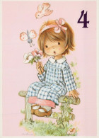 JOYEUX ANNIVERSAIRE 4 Ans FILLE ENFANTS Vintage Postal CPSM #PBT965.FR - Anniversaire