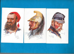 E.  DUPUIS - Lot 3 Cpa Portraits Milittaires Guerre 14/18 - Illustrations - Dupuis, Emile