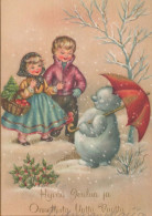 Neujahr Weihnachten SCHNEEMANN KINDER Vintage Ansichtskarte Postkarte CPSM #PAZ705.DE - Anno Nuovo