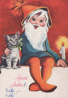 BABBO NATALE Buon Anno Natale Vintage Cartolina CPSM #PBL283.IT - Santa Claus