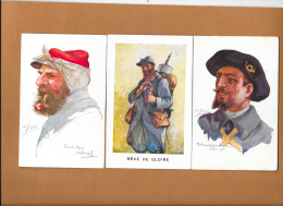 E.  DUPUIS - Lot 3 Cpa Portraits Milittaires Guerre 14/18 - Illustrations - Dupuis, Emile