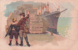 PUBLICITE CHOCOLAT LOMBART  FONDE EN 1760 PARIS  AVENUE DE CHOISY LE CHARGEMENT DU BATEAU - Advertising