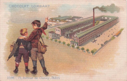 PUBLICITE CHOCOLAT LOMBART  FONDE EN 1760 PARIS  AVENUE DE CHOISY L'USINE - Werbepostkarten