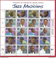 1995 Stati Uniti, Musicisti Jazz N. 2741/2750 MINIFOGLIO  MNH/** - Autres & Non Classés