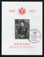 Monaco - BF YV 8 Oblitéré 1er Jour FDC Sur N** MNH , Rainer III , Cote 9,30 Euros - Blocks & Kleinbögen