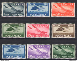 1945-46 Italia - Repubblica , Posta Aerea , N° 126/134 9 Valori MNH** - Poste Aérienne