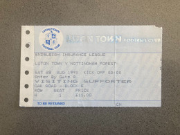 Luton Town V Nottingham Forest 1993-94 Match Ticket - Tickets D'entrée