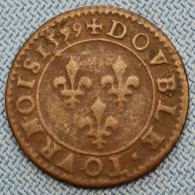 France • Double Tournois 1599 • Henri IV • Dy# 1273 CGKL# 222 Type B2 • [24-670] - 1589-1610 Henri IV Le Vert-Galant