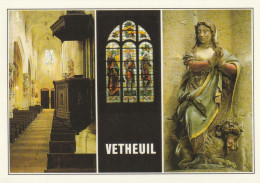 VETHEUIL. - L'Eglise, La Nef - Vitrail Du Maître Verrier Lorin - Ste Marguerite - Vetheuil