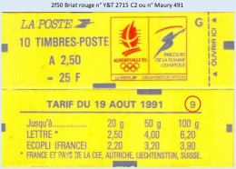 FRANCE - Carnet Conf. 9 - 2f50 Briat Rouge - YT 2715 C2 / Maury 491 - Moderni : 1959-…