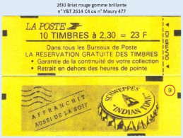 FRANCE - Carnet Conf. 9 - 2f30 Briat Rouge - YT 2614 C4 / Maury 477 - Modern : 1959-…