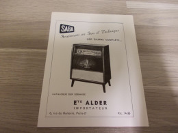 Reclame Advertentie Uit Oud Tijdschrift 1956 - SABA  Souverain En Son Et Technique - Ets. Alder à Paris - Advertising