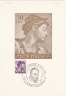 REPUBLICA - ITALIA - CARTOLINA  - 30 LIRE -  COMUNE DI CAPRESE MICHELANGELO (AREZZO) 1961 - 1961-70: Marcophilie