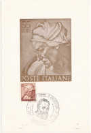 REPUBLICA - ITALIA - CARTOLINA  - 55 LIRE -  COMUNE DI CAPRESE MICHELANGELO (AREZZO) 1961 - 1961-70: Marcophilie