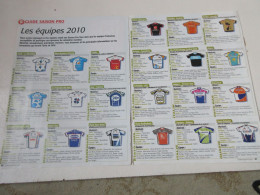 CYCLISME GUIDE SAISON 2010 EQUIPES Et CALENDRIER TOP VELO 4 Pages               - Sport