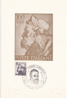 REPUBLICA - ITALIA - CARTOLINA  - 100 LIRE -  COMUNE DI CAPRESE MICHELANGELO (AREZZO) 1961 - 1961-70: Marcophilie