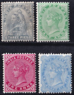 India. 1900 Y&T. 52, 53, 54, 56, MH. - 1882-1901 Keizerrijk