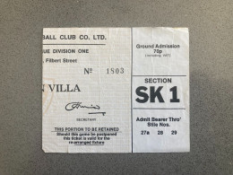 Leicester City V Aston Villa 1977-78 Match Ticket - Eintrittskarten