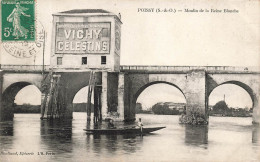 FRANCE - Poissy (S & O) - Moulin De La Reine Blanche - Vue Sur Un Pont - Barque - Animé - Carte Postale Ancienne - Poissy