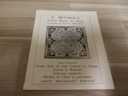 Reclame Advertentie Uit Oud Tijdschrift 1956 - V. BENADAVA Galerie Royale Des Tapis - Tapis D'Aubusson - Advertising