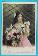 * Fantaisie - Fantasy - Fantasie (Enfant - Child - Kind) * (Circé 4195) Girl, Fille, Souvenir D'amitié, Fleurs, Flowers - Portraits