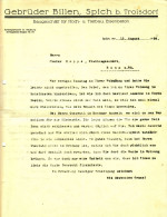 Spich Bei Troisdorf 1934 Deko Rechnung " Gebrüder Billen Hoch- Tiefbau Eisenbeton- Baugeschäft " - Transportmiddelen