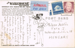 54890. Postal Aerea LOS ANGELES (California) 1974. WAREHOUSE REstaurant, Maria Del Rey - Lettres & Documents