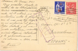 54891. Postal BEZIERS (France) 1941 A BARCELONA. Guerra Civil, CENSURA Gubernativa Llegada. Iglesia La Madeleine - Brieven En Documenten