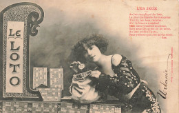 JEUX - Les Jeux - Le Loto - Une Femme Assise Tenant Un Numéro Pour Le Loto - Carte Postale Ancienne - Andere & Zonder Classificatie