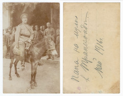 Officier De L'armée Impériale Russe De La Première Guerre Mondiale Sur Une Mule, Mai 1916 - Carte Photo (RPPC) - Weltkrieg 1914-18
